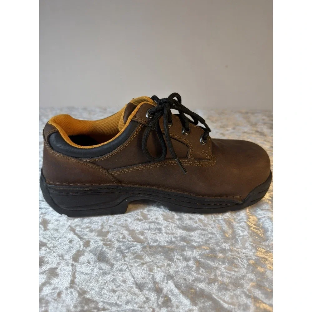 Hytest Womens Size 9 Wide Safety Toe Work Shoes Brown Leather Slip‎ Resistant